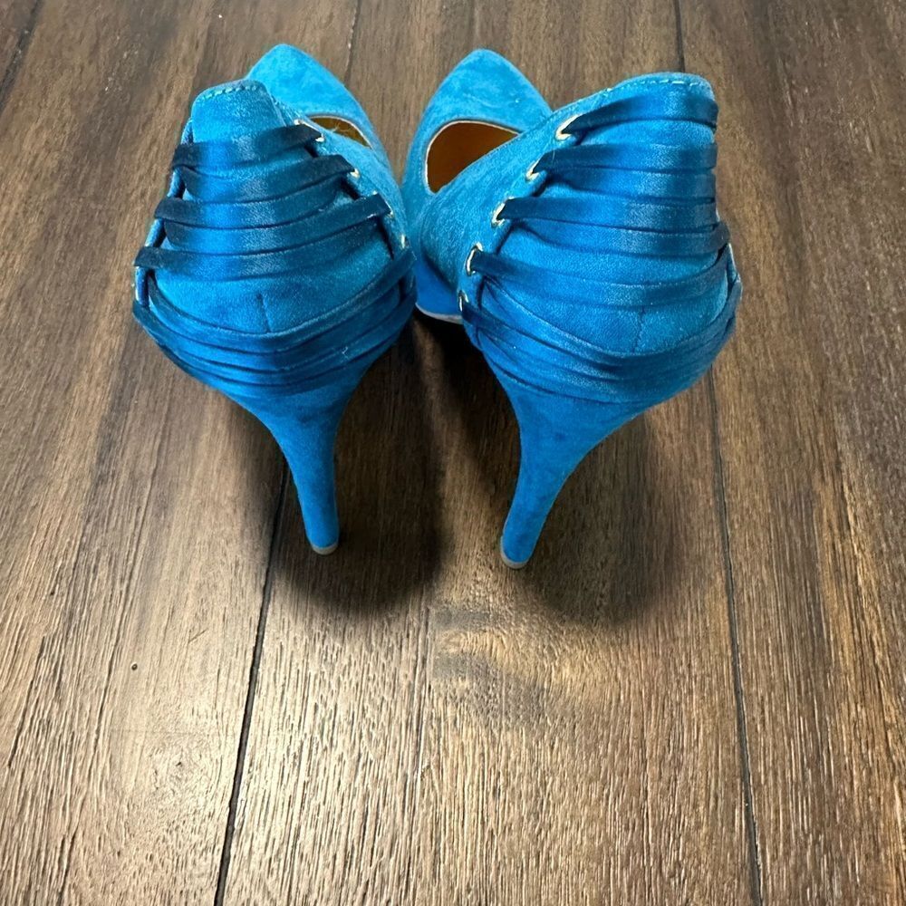 Thalia Sodi Novva Teal Blue Platform Stiletto Pumps Heels Size 5 - Picture 5 of 7